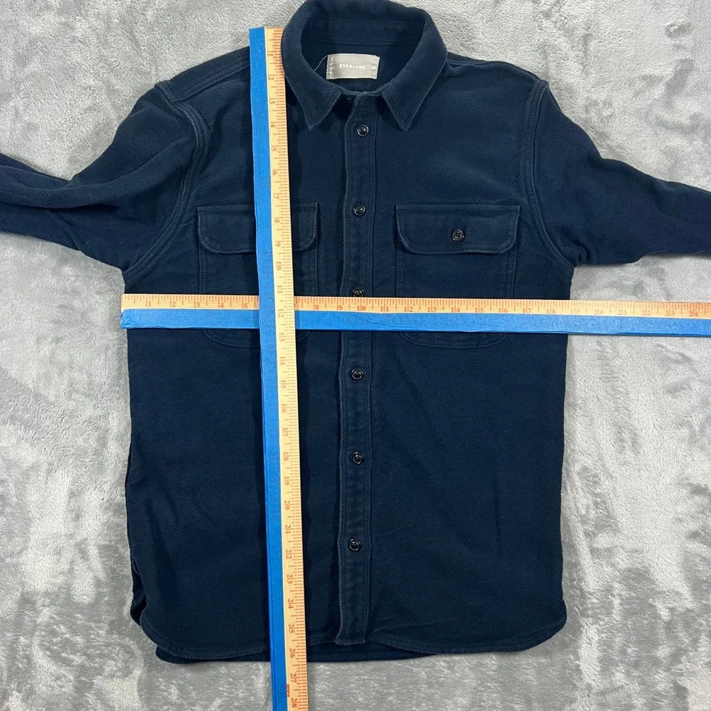 EVERLANE Shirt Jacket Mens Medium Navy Blue Cotton Flannel Shacket Twill Cotton